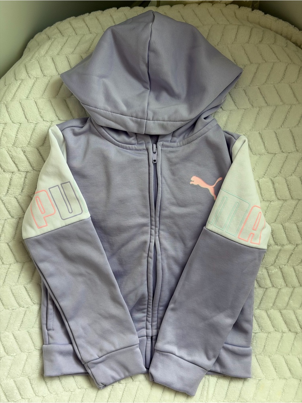 Puma Lavender Full-Zip Hoodie with White Sleeve Panels